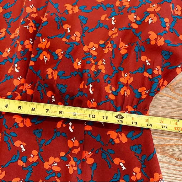 MARIMECKKO RUST RED SUMMER FALL DAY MIDI DRESS FLORAL PRINT FLOWER SUMMER XS - Picture 14 of 14
